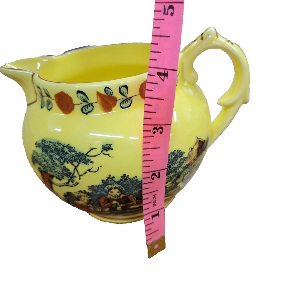 Vtg MOTTAHEDEH Yellow Cup & Pitcher Set Portugal Smithsonian Tea Coffee Gift